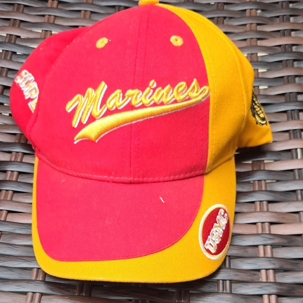 USMC Marines Red and Yellow Adult Cap